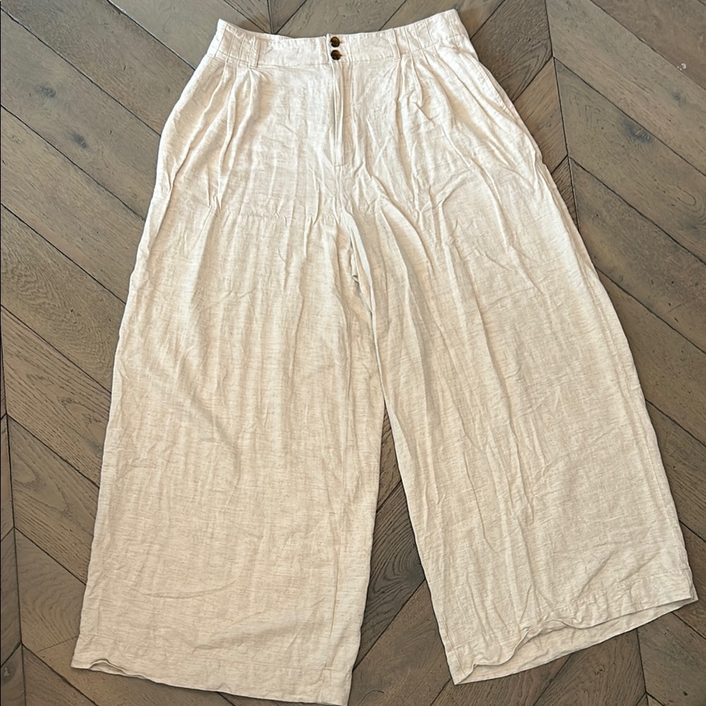 CeCe Cream Wide-Leg Linen Blend Pants
